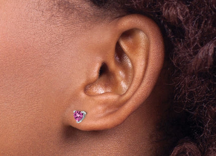 14K white gold sapphire heart earrings, another view