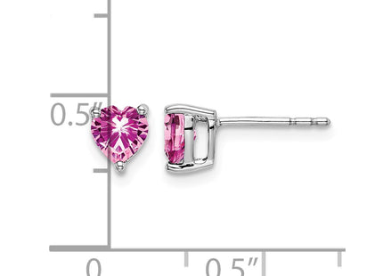 14K white gold sapphire heart earrings, further view