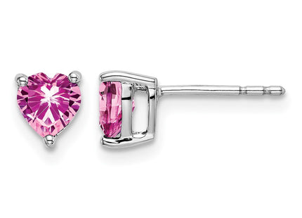 14K white gold sapphire heart earrings