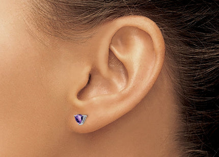 14k White Gold Trillion Amethyst Earrings (Style EM7100)