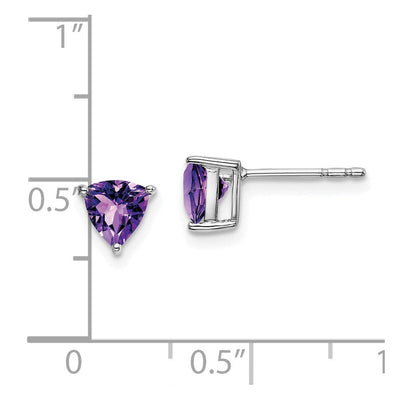 14K White Gold Trillion Amethyst Earrings, 6.25 x 6.25mm