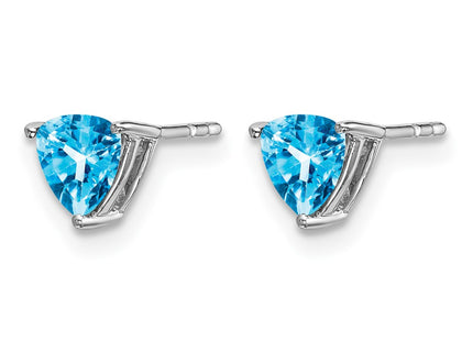 14K white gold blue topaz earrings, alternate view