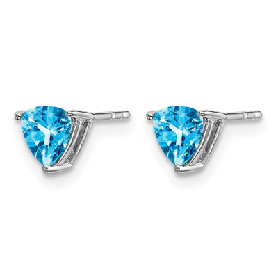 14K White Gold Trillion Blue Topaz Earrings, 6.25 x 6.25mm