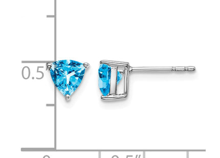 14K white gold blue topaz earrings, further view
