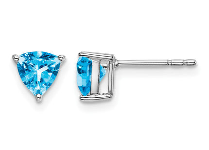 14K white gold blue topaz earrings