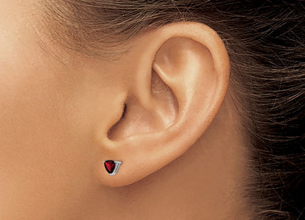 14K white gold garnet earrings, another view