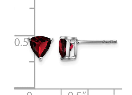 14K white gold garnet earrings, further view