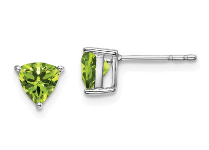 14k White Gold Trillion Peridot Earrings (Style EM7100)