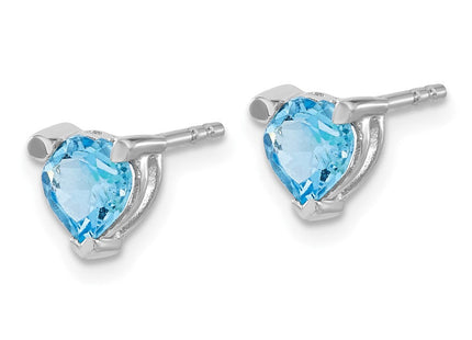 14k White Gold Heart Blue Topaz Earrings (Style EM7101-BT-W)