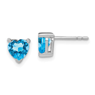 14k White Gold Heart Blue Topaz Earrings (Style EM7101-BT-W)