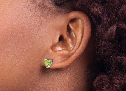14K white gold peridot heart earrings, another view
