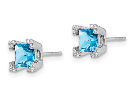 14K white gold diamond earrings, alternate view