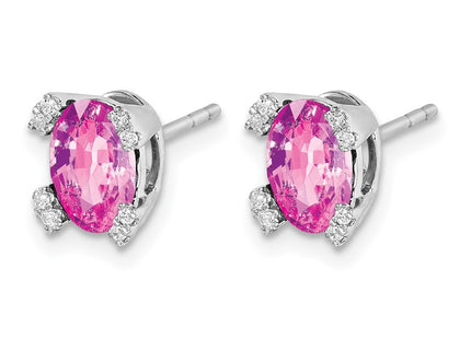 14K white gold diamond oval earrings, alternate view