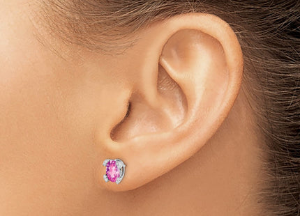 14K white gold diamond oval earrings, another view