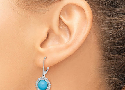 14K white gold diamond drop earrings, another view