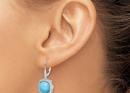 14k White Gold Turquoise and Diamond Leverback Earrings (Style EM7141-BTQ-026-WA)
