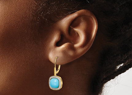14K gold diamond drop earrings, another view