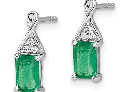 14k White Gold Emerald and Diamond Earrings (Style EM7187-EM-004-WA)