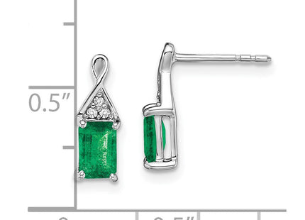 14k White Gold Emerald and Diamond Earrings (Style EM7187-EM-004-WA)