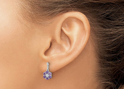 14K white gold diamond earrings, another view