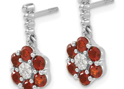14k White Gold Garnet and Diamond Earrings (Style EM7191-GA-004-WA)