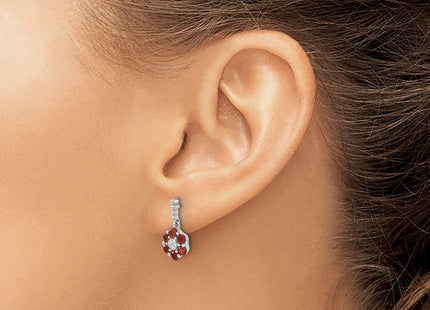 14k White Gold Garnet and Diamond Earrings (Style EM7191-GA-004-WA)