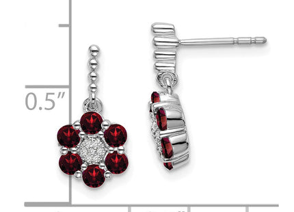 14k White Gold Garnet and Diamond Earrings (Style EM7191-GA-004-WA)