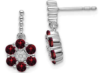 14k White Gold Garnet and Diamond Earrings (Style EM7191-GA-004-WA)