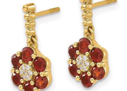14k Garnet and Diamond Earrings (Style EM7191-GA-004-YA)