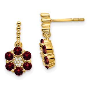 14k Garnet and Diamond Earrings (Style EM7191-GA-004-YA)