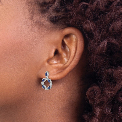 14K White Gold Sapphire and Diamond Dangle Earrings