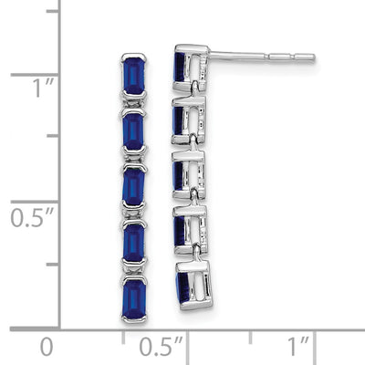 14K White Gold Sapphire 5-stone Dangle Earrings