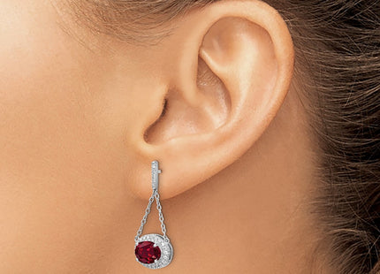 14K white gold diamond oval drop earrings, another view