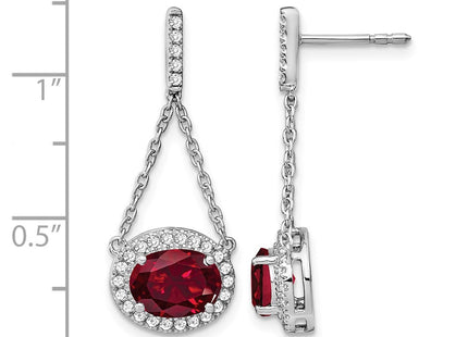 14K white gold diamond oval drop earrings, further view