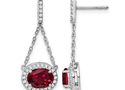 14K white gold diamond oval drop earrings