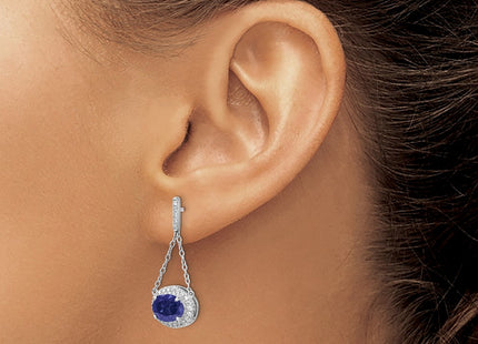 14K white gold diamond oval drop earrings, another view