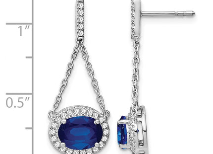 14K white gold diamond oval drop earrings, further view