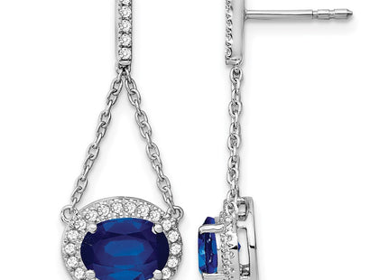 14K white gold diamond oval drop earrings