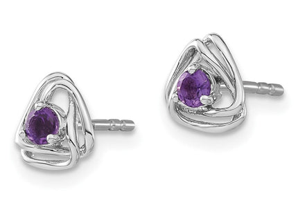 14k White Gold Amethyst Post Earrings (Style EM7395)
