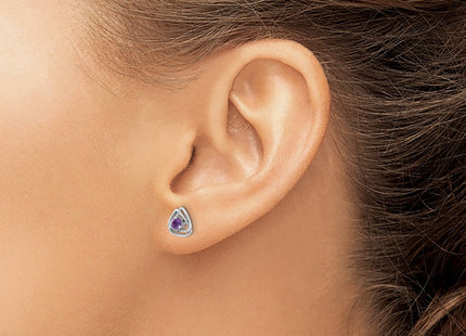 14k White Gold Amethyst Post Earrings (Style EM7395)