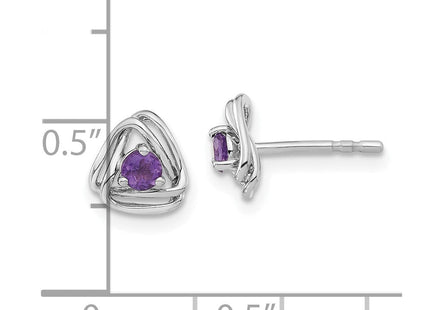 14k White Gold Amethyst Post Earrings (Style EM7395)
