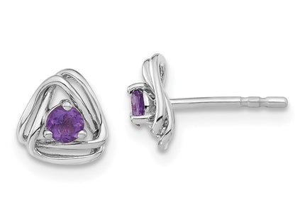 14k White Gold Amethyst Post Earrings (Style EM7395)