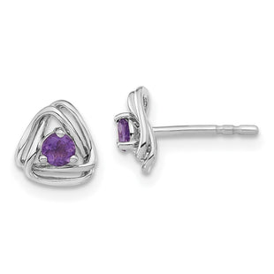 14k White Gold Amethyst Post Earrings (Style EM7395)
