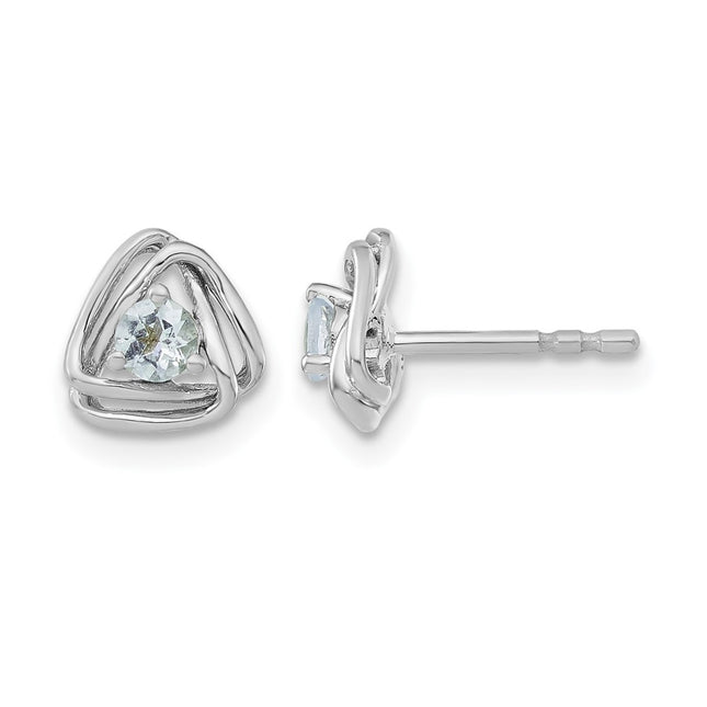 14k White Gold Aquamarine Post Earrings, 7.3 x 7.3mm