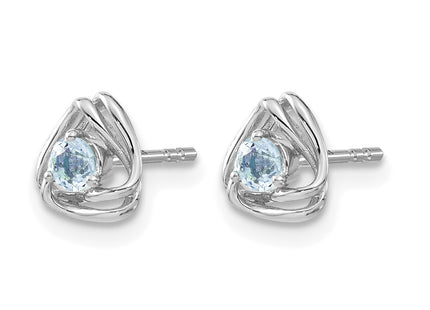 14k White Gold Blue Topaz Post Earrings, 7.3 x 7.3mm