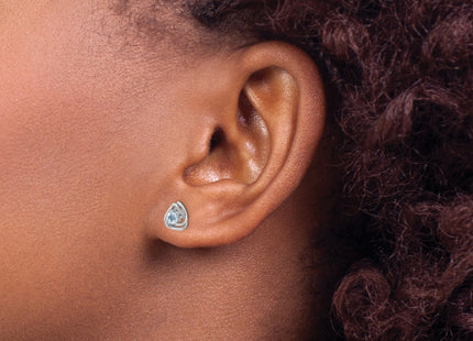 14k White Gold Blue Topaz Post Earrings, 7.3 x 7.3mm