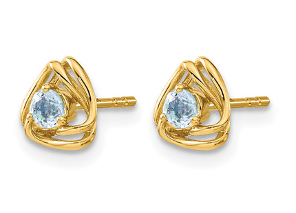 14k Blue Topaz Post Earrings, 7.3 x 7.3mm