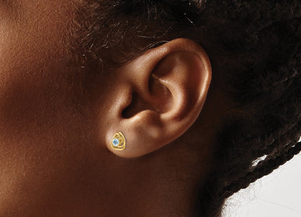 14k Blue Topaz Post Earrings, 7.3 x 7.3mm