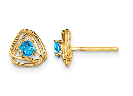 14k Blue Topaz Post Earrings, 7.3 x 7.3mm