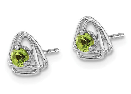 14k White Gold Peridot Post Earrings (Style EM7395)